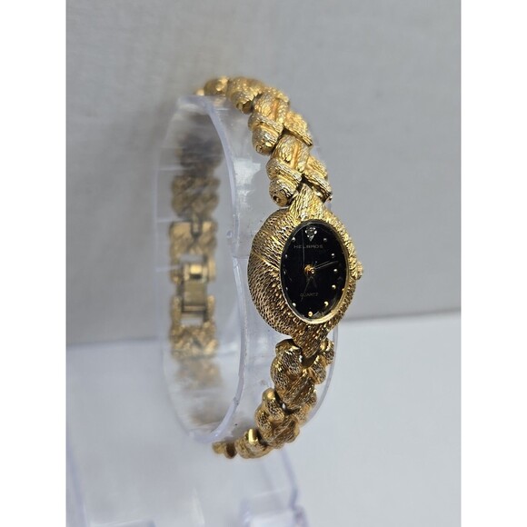 Womens Vintage Helbros Watch 16mm Gold Tone Oval Foil New Battery Bracelet - Picture 3 of 9